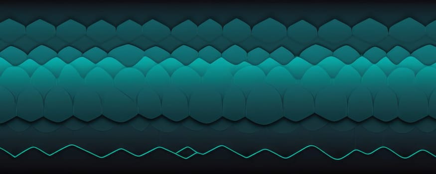 A gradient wallpaper with Scalloped shapes using teal and black gradient colors. Generative AI.