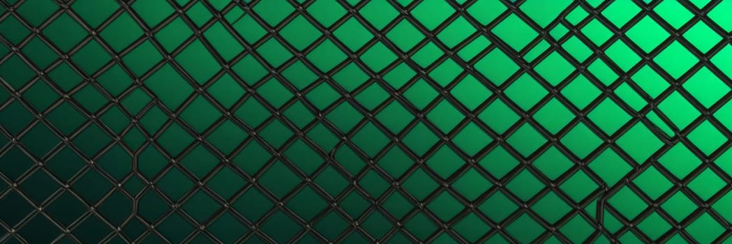 A gradient wallpaper with Lattice shapes using black and forest green gradient colors. Generative AI.