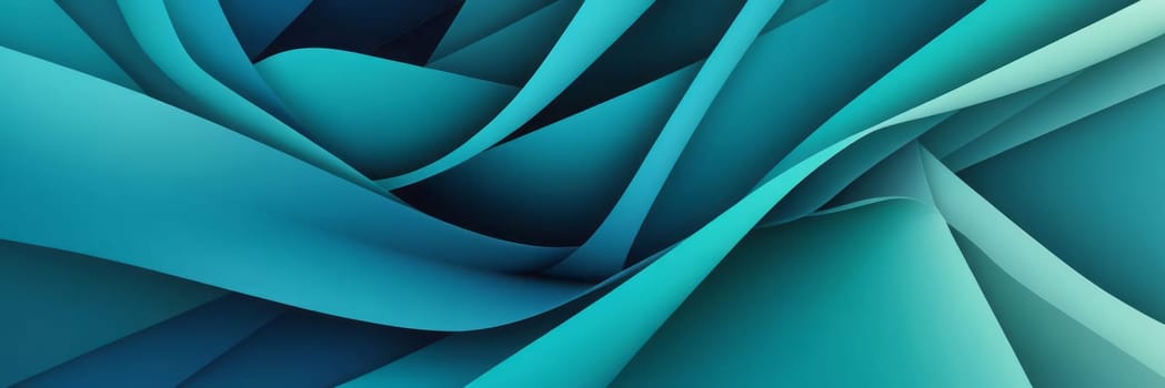 A gradient wallpaper with Intertwined shapes using teal and light-blue gradient colors. Generative AI.