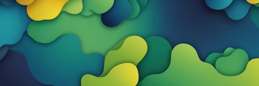 A gradient wallpaper with Pebbled shapes using navy and yellow green gradient colors. Generative AI.