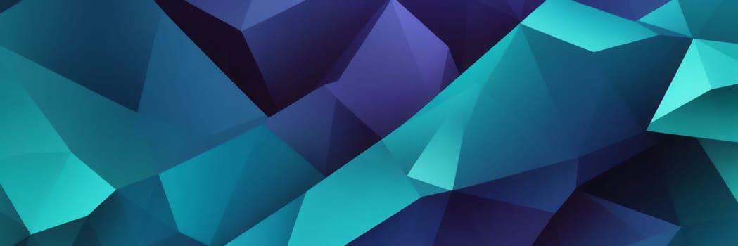 A gradient wallpaper with Crystalline shapes using teal and dark blue gradient colors. Generative AI.