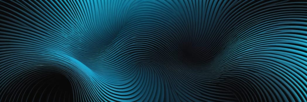 A gradient wallpaper with Toroidal shapes using black and powder blue gradient colors. Generative AI.