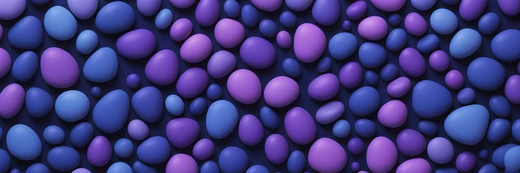 A gradient wallpaper with Pebbled shapes using navy and medium purple gradient colors. Generative AI.