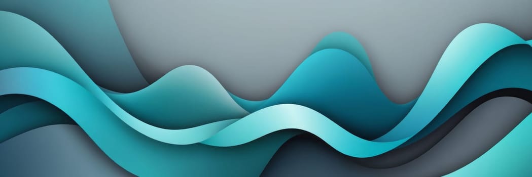 A gradient wallpaper with Freeform shapes using gray and medium aquamarine gradient colors. Generative AI.