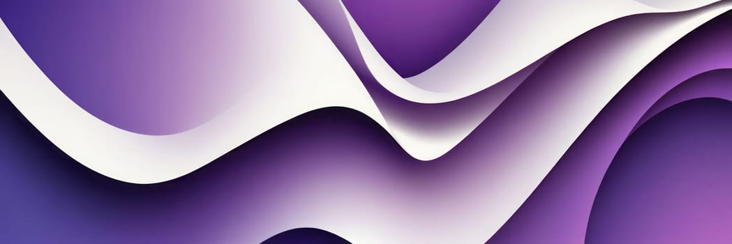 A gradient wallpaper with Folded shapes using white and dark violet gradient colors. Generative AI.