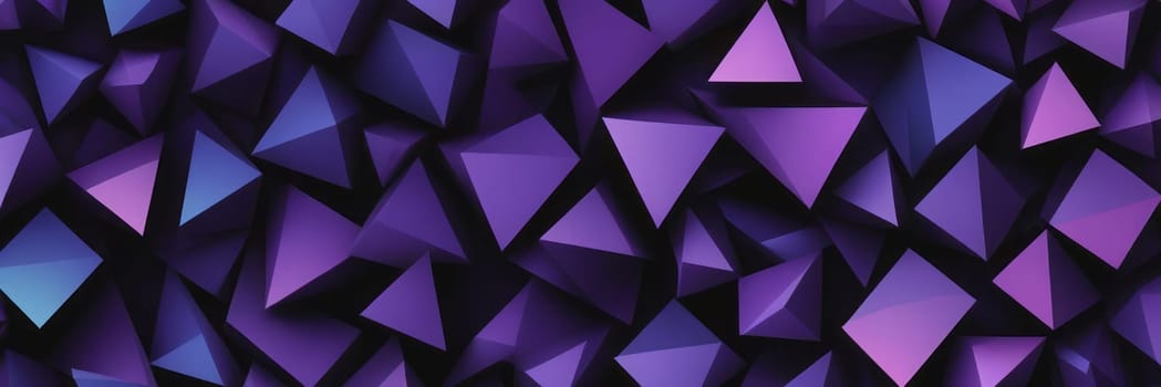 A gradient wallpaper with Cubist shapes using black and dark violet gradient colors. Generative AI.