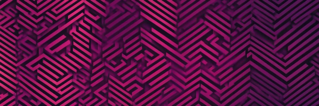 A gradient wallpaper with Labyrinth shapes using black and dark magenta gradient colors. Generative AI.