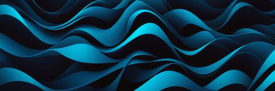 A gradient wallpaper with Looped shapes using black and deepskyblue gradient colors. Generative AI.