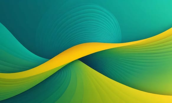 A gradient wallpaper with Spiral shapes using yellow and sea green gradient colors. Generative AI.