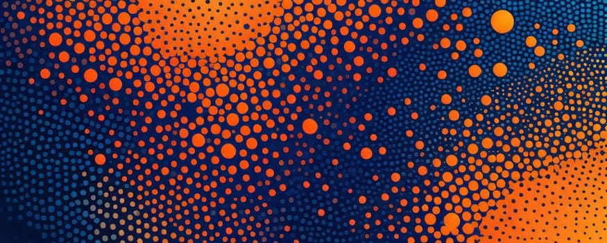 A gradient wallpaper with Dotted shapes using orange and dark blue gradient colors. Generative AI.