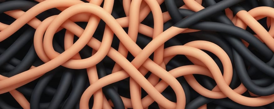 A gradient wallpaper with Knotted shapes using black and peach puff gradient colors. Generative AI.