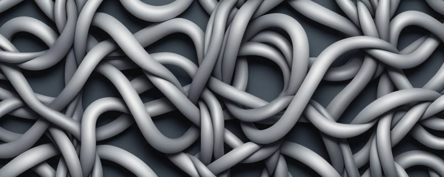 A gradient wallpaper with Knotted shapes using silver and slate-grey gradient colors. Generative AI.