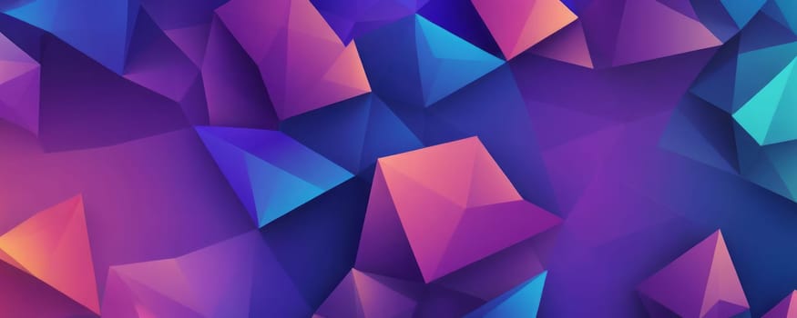 A gradient wallpaper with Polygonal shapes using purple and royal blue gradient colors. Generative AI.