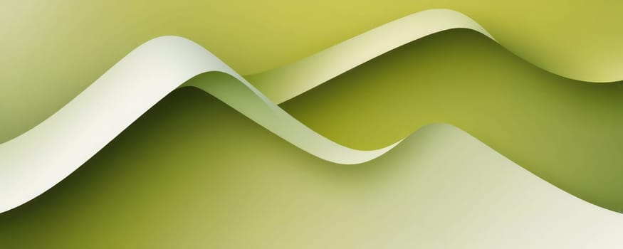 A gradient wallpaper with Layered shapes using olive and ghost white gradient colors. Generative AI.