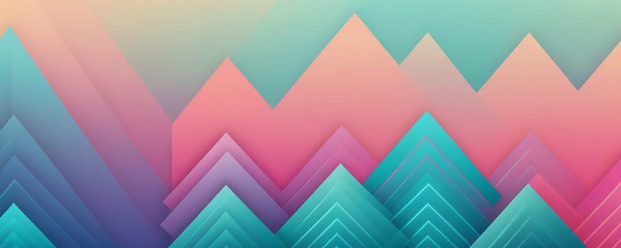 A gradient wallpaper with Zigzag shapes using aqua and light pink gradient colors. Generative AI.