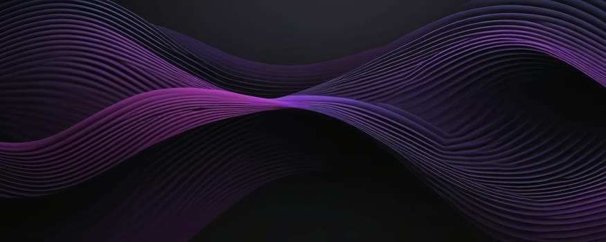 A gradient wallpaper with Waved shapes using black and medium purple gradient colors. Generative AI.