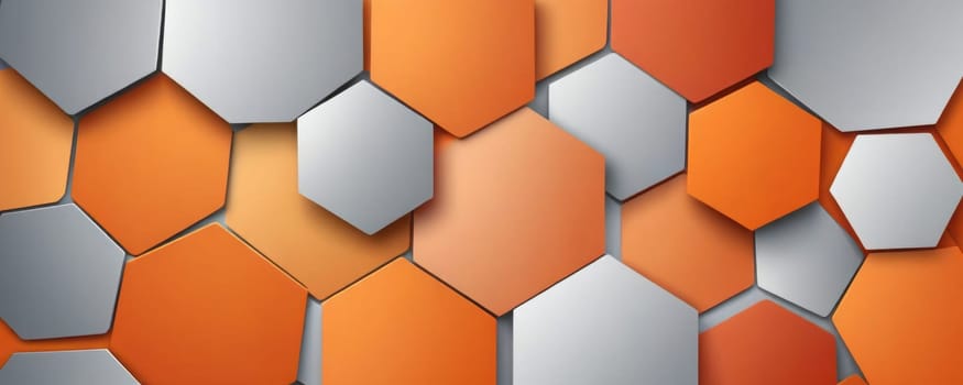 A gradient wallpaper with Octagonal shapes using orange and light gray gradient colors. Generative AI.