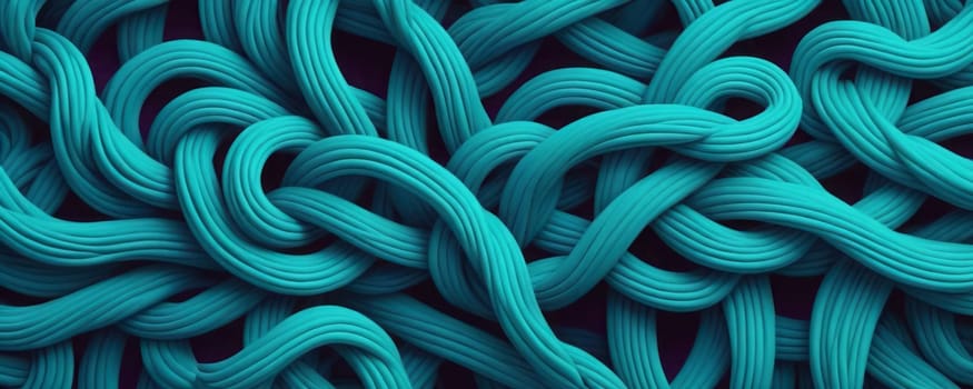 A gradient wallpaper with Knotted shapes using teal and royal blue gradient colors. Generative AI.
