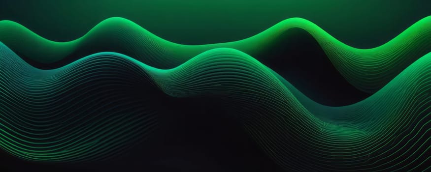 A gradient wallpaper with Sigmoid shapes using black and dark-green gradient colors. Generative AI.