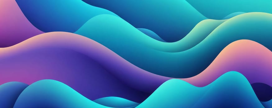 A gradient wallpaper with Looped shapes using blue and pale turquoise gradient colors. Generative AI.