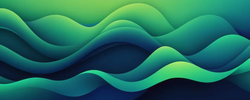 A gradient wallpaper with Freeform shapes using navy and forest green gradient colors. Generative AI.