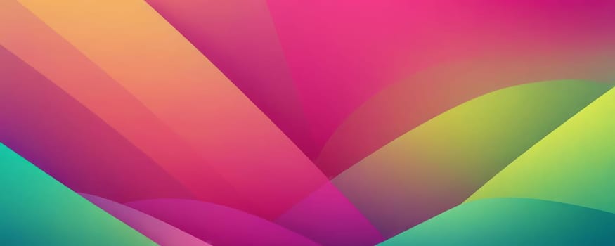 A gradient wallpaper with Multilobed shapes using fuchsia and pale green gradient colors. Generative AI.