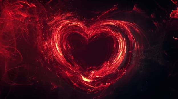 Red heart symbol made of Time Loop. Generative AI.