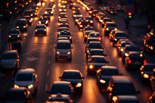 top view photograph of traffic jam in metropolis city or highway.