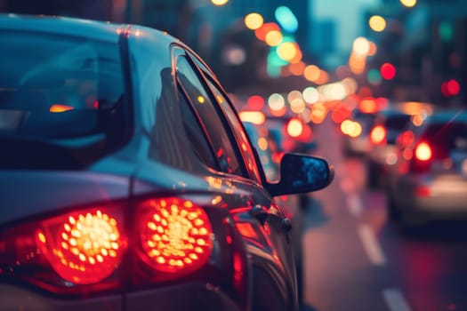 traffic in the city. midnight blurry traffic jam background.