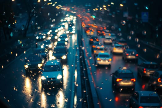 top view photograph of traffic jam in metropolis city or highway.