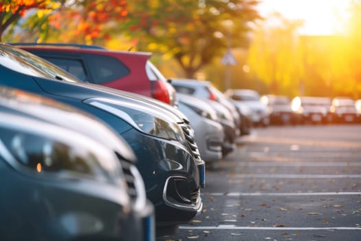 Car parked at outdoor parking lot. Used car for sale and rental service. Car insurance background.