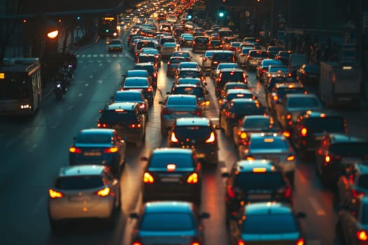 top view photograph of traffic jam in metropolis city or highway.