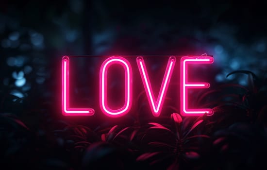 a neon sign with the word love spelled out of it .AI generative.