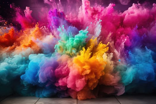 Colorful rainbow holi paint splash color powder explosion, generative ai.