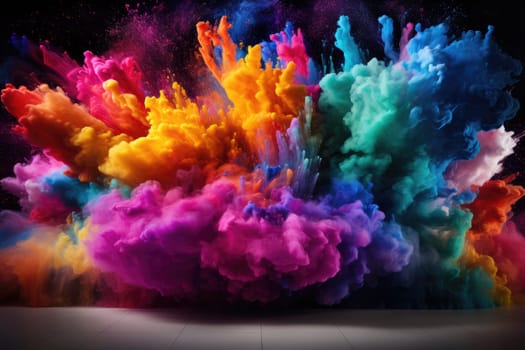 Colorful rainbow holi paint splash color powder explosion, generative ai.