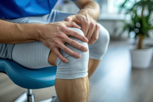 Pain collection, a person suffering from knee pain. Medical and health problem. Generative Ai.