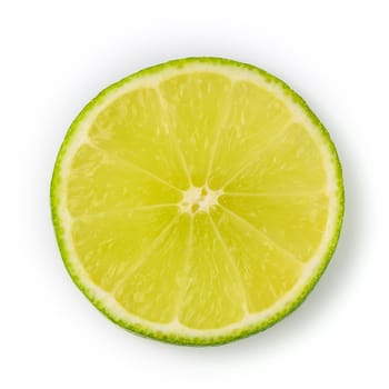 green lime wedge on white background