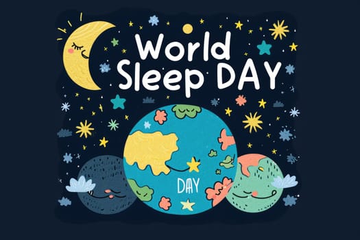 a word planet sleep in world sleep day concept. generative ai.