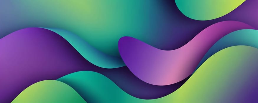 A gradient wallpaper with Freeform shapes using purple and medium spring green gradient colors. Generative AI.