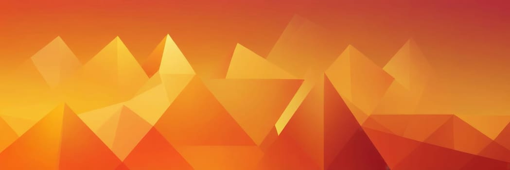 A gradient wallpaper with Pyramidal shapes using orange and gold gradient colors. Generative AI.
