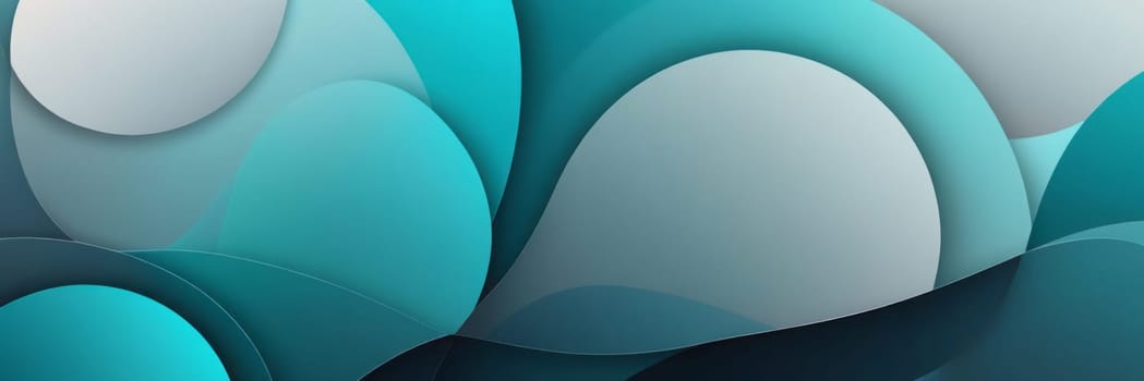 A gradient wallpaper with Annular shapes using aqua and darkgrey gradient colors. Generative AI.