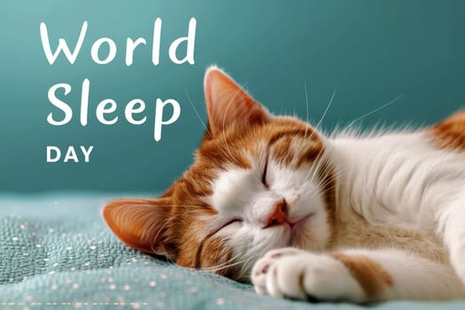 a cat sleep in world sleep day concept. generative ai.