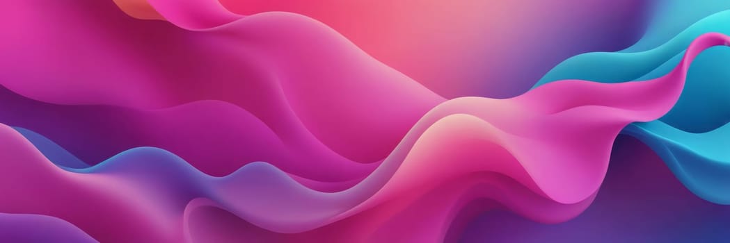 A gradient wallpaper with Amorphous shapes using fuchsia and lightskyblue gradient colors. Generative AI.