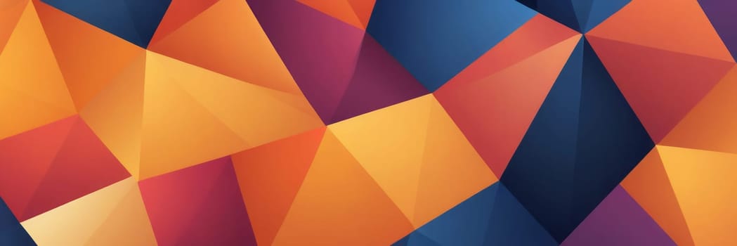 A gradient wallpaper with Pentagonal shapes using orange and indigo gradient colors. Generative AI.