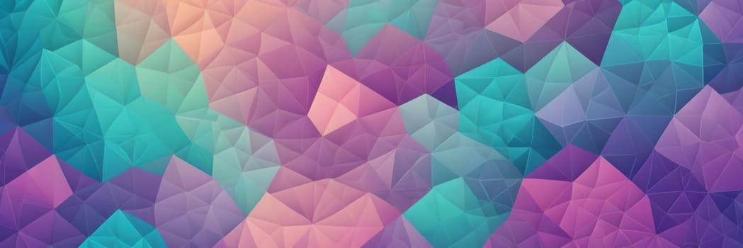 A gradient wallpaper with Tessellated shapes using aqua and orchid gradient colors. Generative AI.