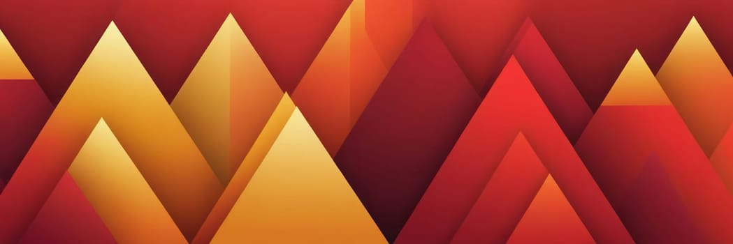 A gradient wallpaper with Pyramidal shapes using red and gold gradient colors. Generative AI.