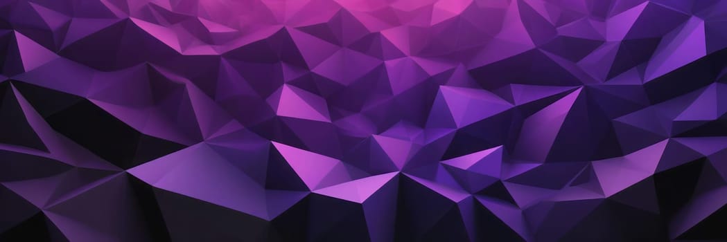 A gradient wallpaper with Polygonal shapes using purple and black gradient colors. Generative AI.