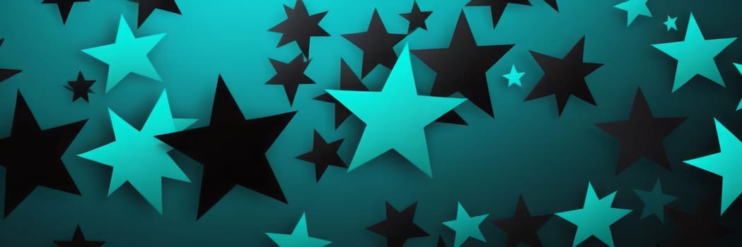 A gradient wallpaper with Star shapes using black and teal gradient colors. Generative AI.