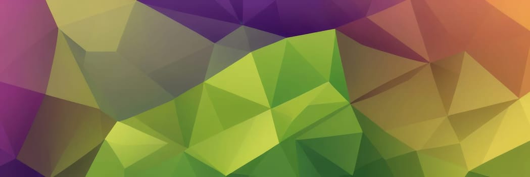 A gradient wallpaper with Polygonal shapes using olive and purple gradient colors. Generative AI.
