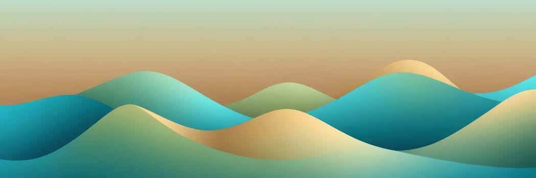 A gradient wallpaper with Sigmoid shapes using aqua and khaki gradient colors. Generative AI.